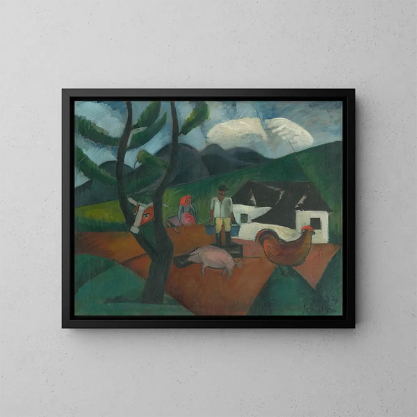 Cour du seigneur - Gejza Schiller — framed artwork on a wall