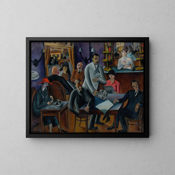 In the café - Gejza Schiller — framed artwork on a wall