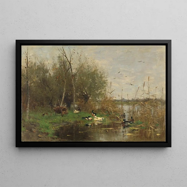 Geo Poggenbeek - Ducks beside a duck shelter on a ditch.webp