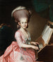 Portrait of a young woman at the spinet known as Henriette Haussmann - Georg Anton Urlaub — artwork view