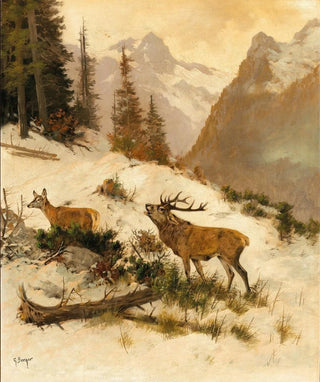 Georg Berger - Roe Deer in a Mountain Landscape in Winter.webp
