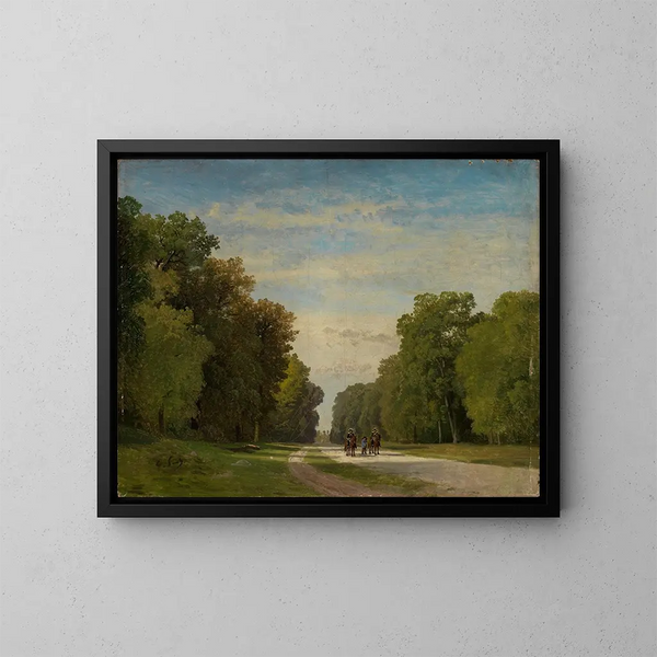 Allée près de Fontainebleau - Georg Eduard Otto Saal — framed artwork on a wall
