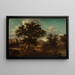 Landschap met een brug, een grote boom en reizigers - Georg Heinrich Hergenröder — ingelijst kunstwerk aan de muur