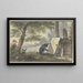 Landscape painting of a painter under a tree near two fragments of columns - Georg Karl Urlaub — framed artwork on a wall