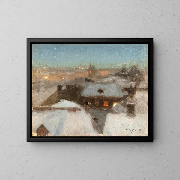 Winter Evening in Sder Stockholm - Georg Pauli — framed artwork on a wall