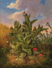 Grote stilleven van distel met veldbloemen en vlinders - Georg Seitz — weergave van het kunstwerk