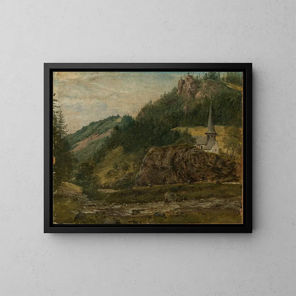 The Oswald Chapel at Hllsteig in the Hll Valley by Georg Wilhelm Issel — framed artwork on a wall