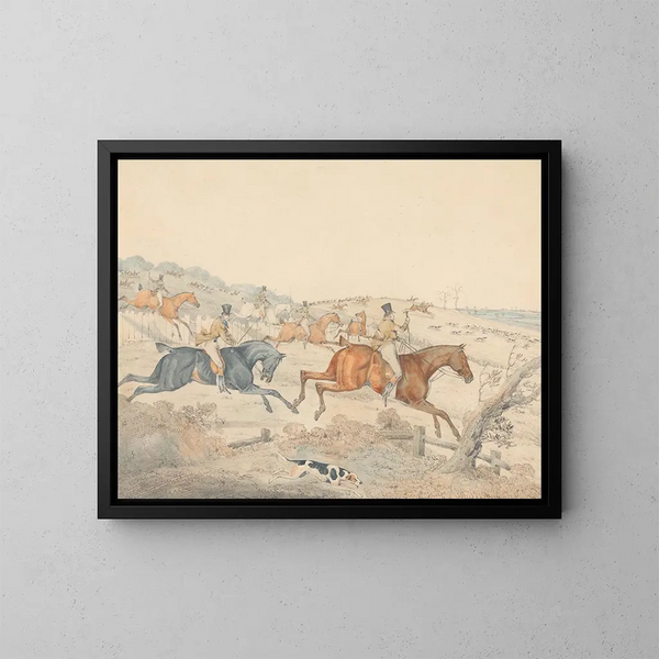 Hunting with hounds - George Alken — framed artwork on a wall