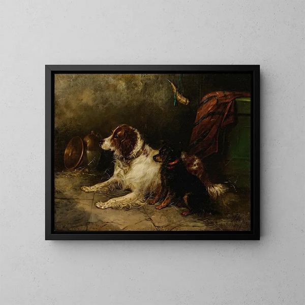 Friends attentive - George Armfield — framed artwork on a wall