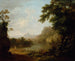Een bosrijk rivierlandschap in Italiaanse stijl met figuren - George Barret — weergave van het kunstwerk