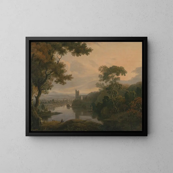 River landscape painting - George Barret — framed artwork on a wall
