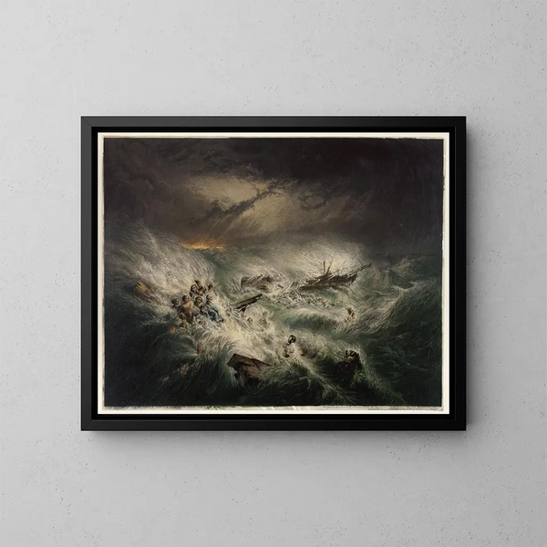 The shipwreck of the Reliance, November 12, 1842 - George Baxter — framed artwork on a wall