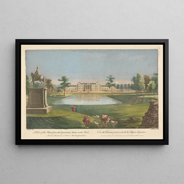 George Bickham the Elder - A View of the House from the Equestrian Statue in the Park of the Earl Temple at Stow in Buckinghamshire.webp