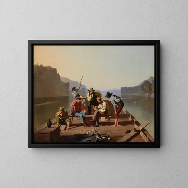 the rafts playing cards - George Caleb Bingham — framed artwork on a wall