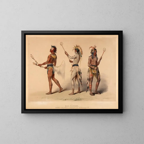Spelers met bal - George Catlin — ingelijst kunstwerk aan de muur