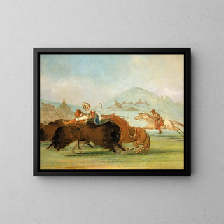 George Catlin - Batiste And I Running Buffalo Mouth of The Yellowstone.webp