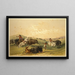 jacht op bizons, een grote groep - George Catlin — ingelijst kunstwerk aan de muur