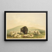 Bison Hunt, white wolves attacking a bison bull - George Catlin — framed artwork on a wall
