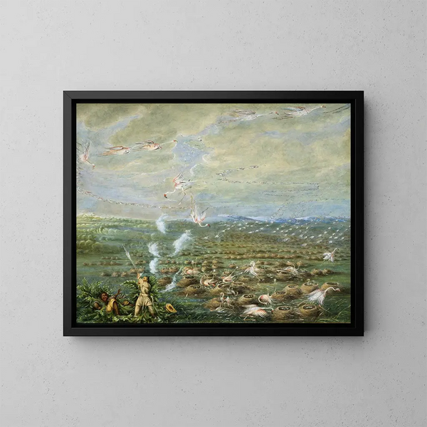 Schietpartij van flamingo's in Zuid-Amerika - George Catlin — ingelijst kunstwerk aan de muur