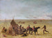 Indianenfamilie geschokt door de naderende prairiebrand - George Catlin — weergave van het kunstwerk