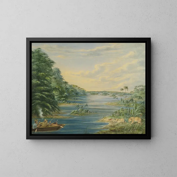 Jacht op een luipaard in Brazilië - George Catlin — ingelijst kunstwerk aan de muur