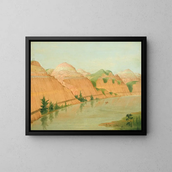Cliffs of beautiful clay, 1800 miles above St. Louis - George Catlin — framed artwork on a wall
