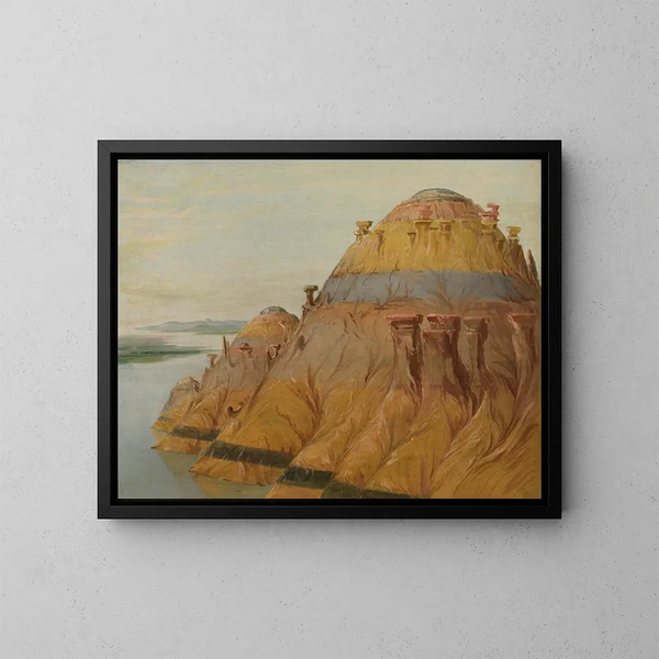 Pictorial Cliffs of Clay 1700 miles above Saint Louis - George Catlin — framed artwork on a wall