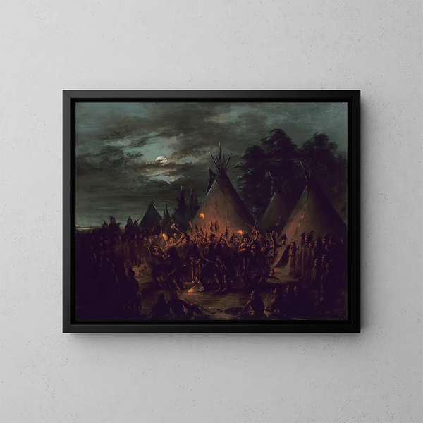 Sioux scalp dance - George Catlin — framed artwork on a wall