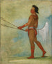 TulLockChshKo drinkt het sap van de steen in sportkleding - George Catlin — weergave van het kunstwerk