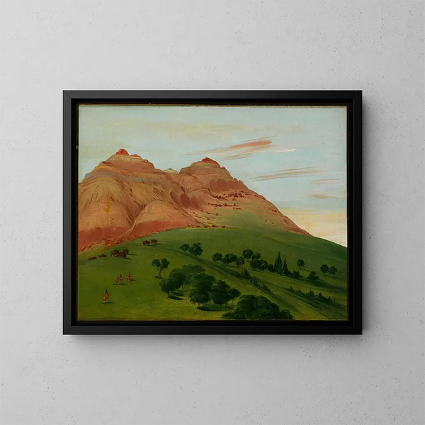 Vue dans le Grand Détour, 1900 milles au-dessus de Saint-Louis - George Catlin — framed artwork on a wall