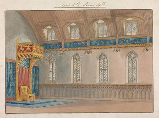 George Cressal Ellis - Design for Setting of Charles Keans Richard II at the Princesss Theatre on March 12 1857 Act 5 Scene 4.webp