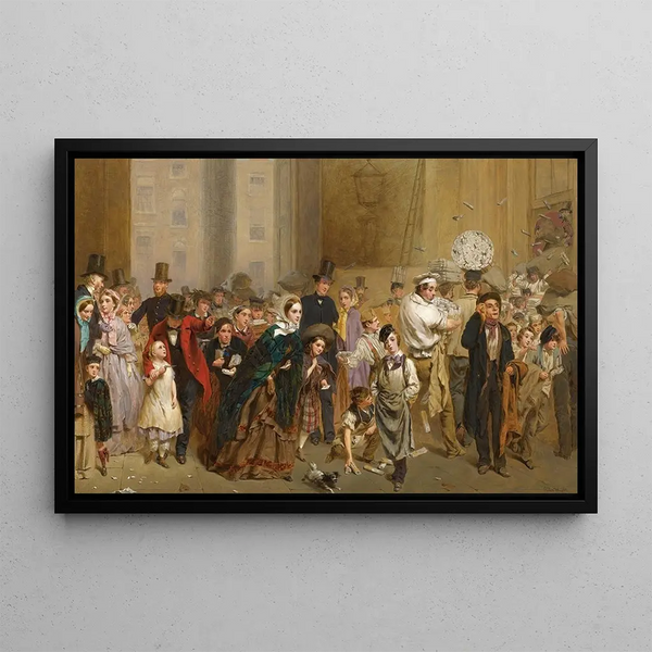 The General Post Office one minute before six o'clock - George Elgar Hicks — framed artwork on a wall