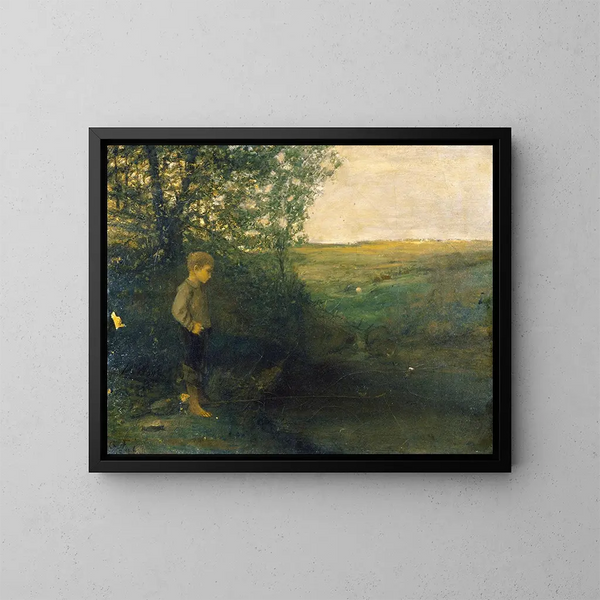 Boy fishing - George Fuller — framed artwork on a wall