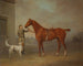 De kastanjebruider van M. Yarburgh, Robin Hood, vastgehouden door een hoefsmid met een hond in een landschap - George Haigh — weergave van het kunstwerk