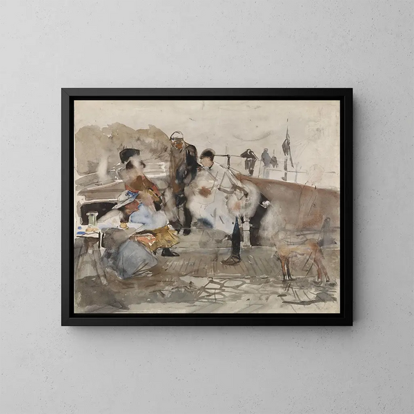 Company on a Boat - George Hendrik Breitner — framed artwork on a wall