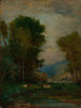 Koeien aan de rand van een beek - George Inness — weergave van het kunstwerk