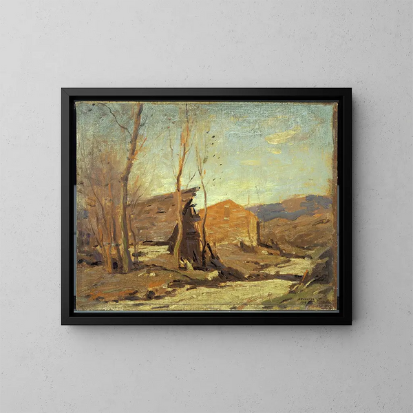 van laat herfstmiddag - George M. Bruestle — ingelijst kunstwerk aan de muur