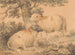 Een ram en een schaap in een landschap - George Morland — weergave van het kunstwerk