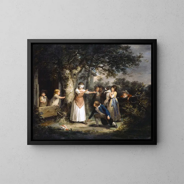 The game of the scarf - George Morland — framed artwork on a wall