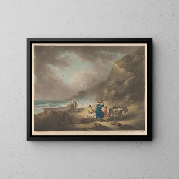 Fishermen - George Morland — framed artwork on a wall