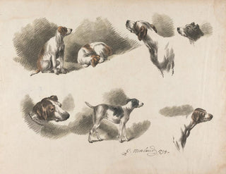 George Morland - Seven studies on hound.webp