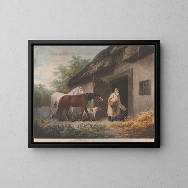 The Horse Feeder - George Morland — framed artwork on a wall