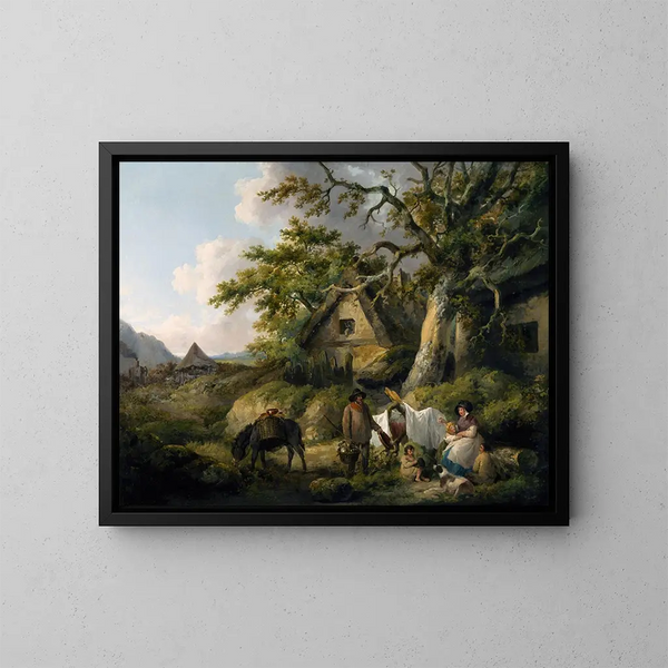 Vue à Enderby, Leicestershire - George Morland — framed artwork on a wall