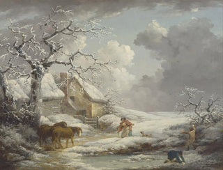 Landschapschilderij Winterlandschap - George Morland — weergave van het kunstwerk