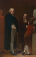 John Flaxman modelerend het borstbeeld van William Hayley - George Romney — weergave van het kunstwerk