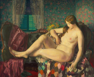 George Wesley Bellows - Nude with Hexagonal Quilt.webp