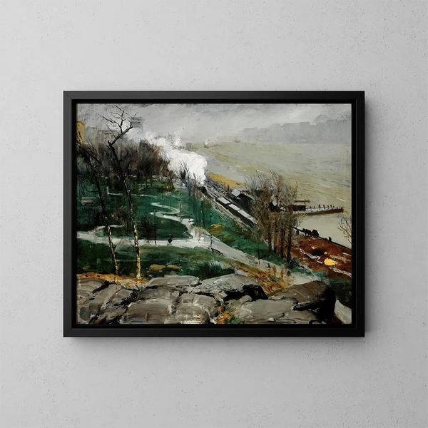 Regen op de rivier - George Wesley Bellows — ingelijst kunstwerk aan de muur