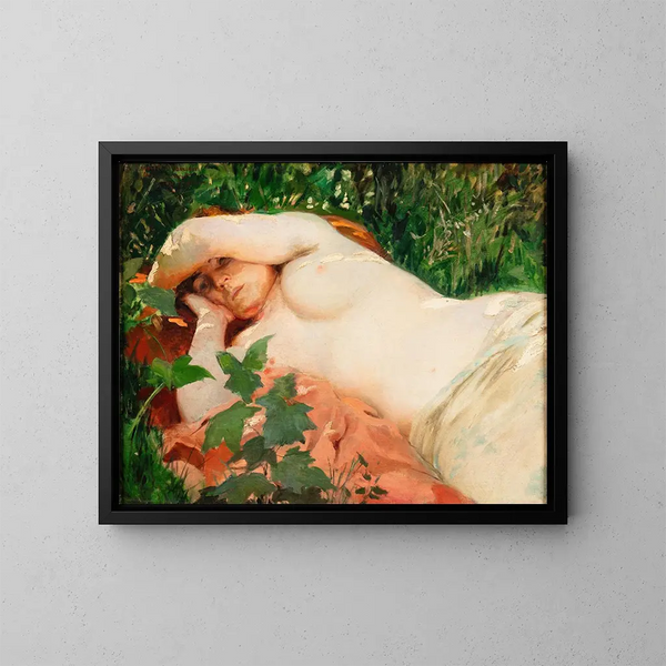 A reclining woman - Georges Antoine Rochegrosse — framed artwork on a wall