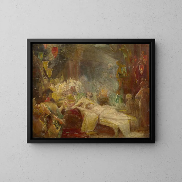 Scene of Harem - Georges Antoine Rochegrosse — framed artwork on a wall