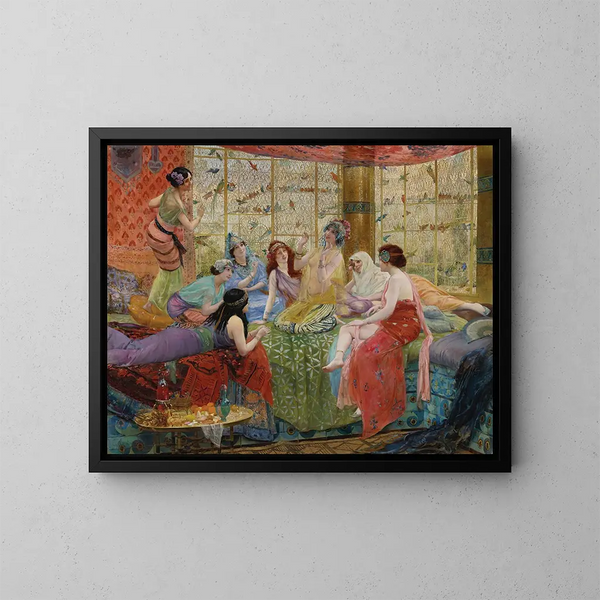 The Chatty Birds - Georges Antoine Rochegrosse — framed artwork on a wall